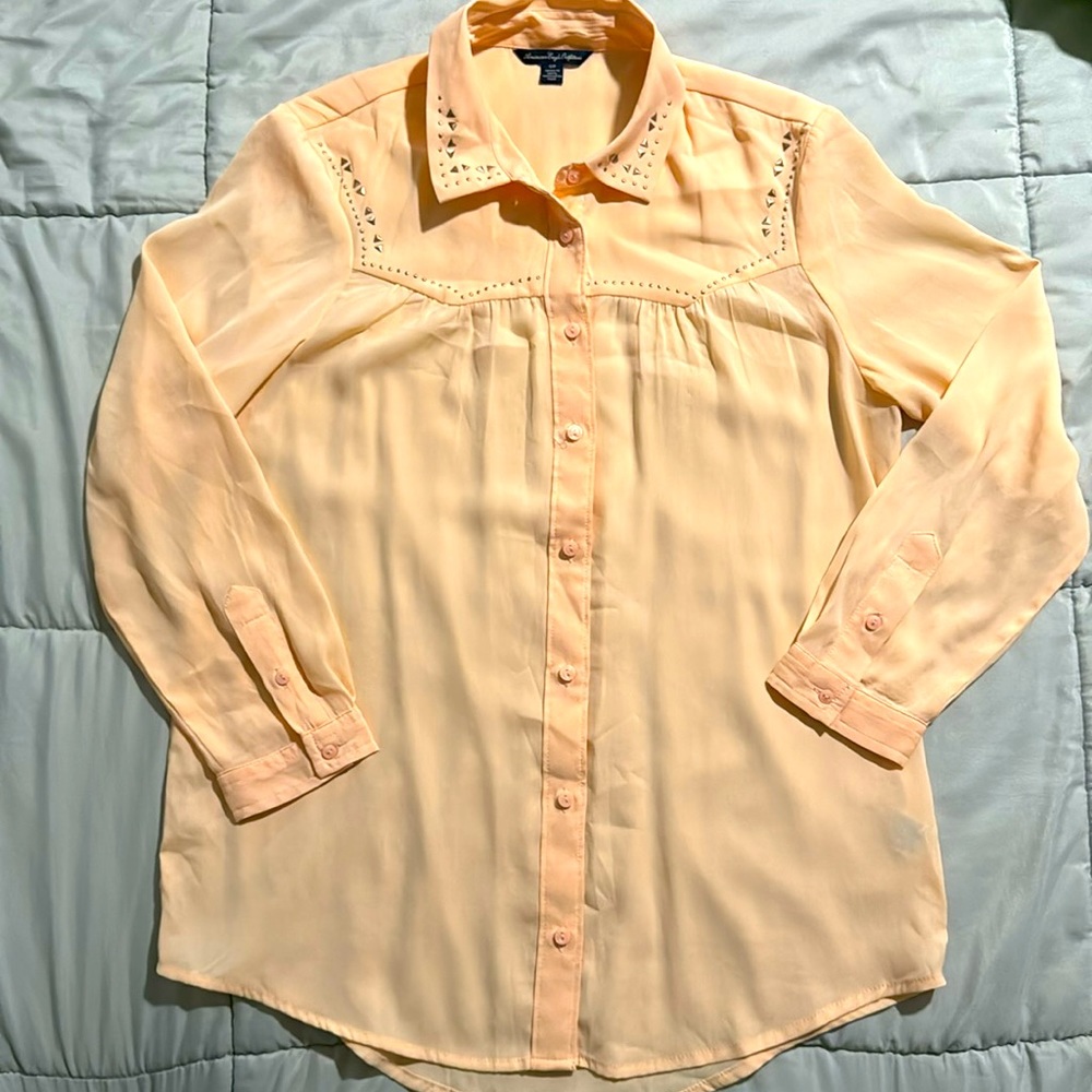 American Eagle peach sheer top